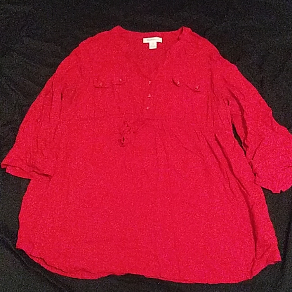 Motherhood Maternity Shirt Large Red Long Sleeve